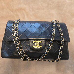 Chanel Medium Double Flap Dark Navy Vintage